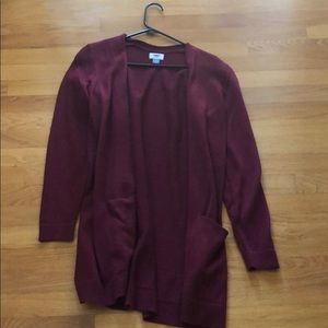 Women’s maroon knit cardigan